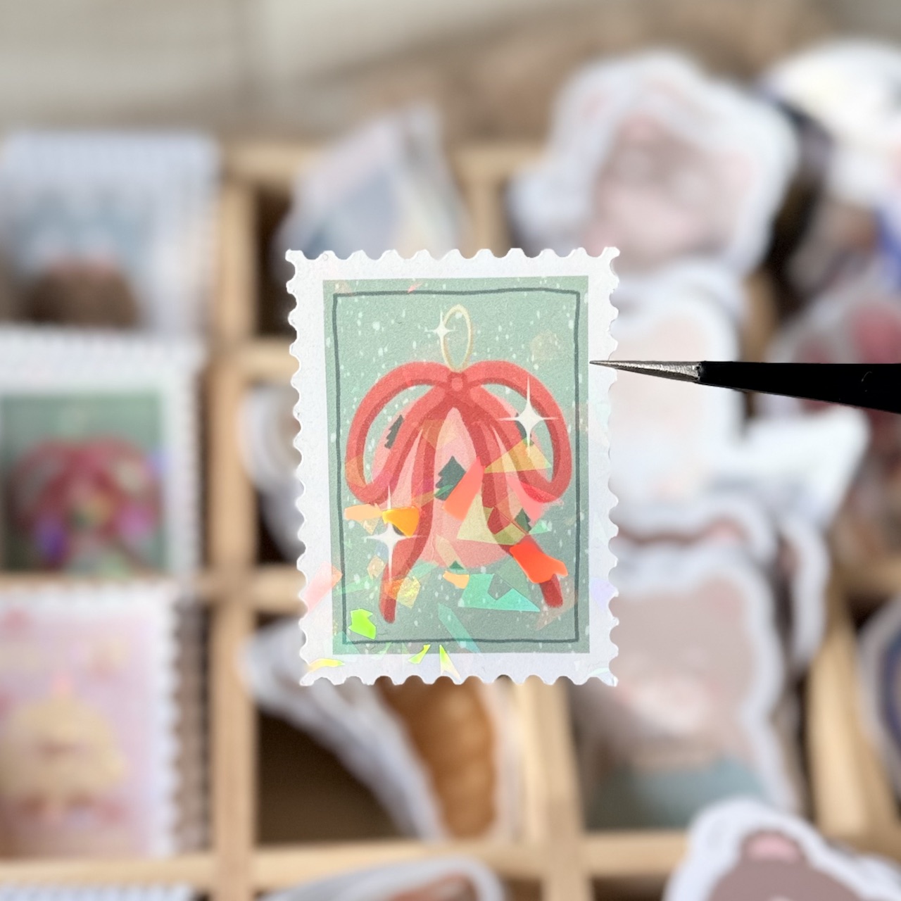 Stickers timbre boule de Noël